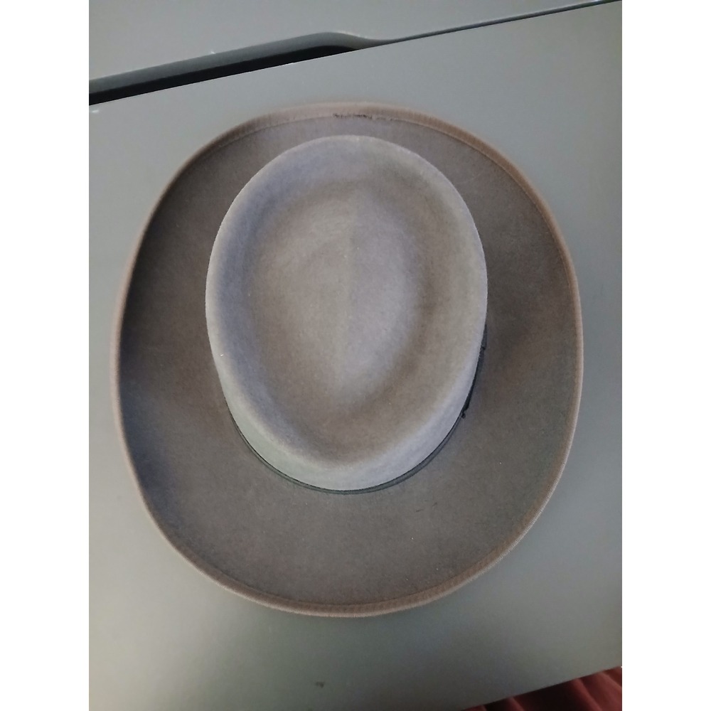 HXC Mens Gray 100% Wool Fedora Hat Large Made in USA Telescope Crown Black Band - Picture 3 of 8